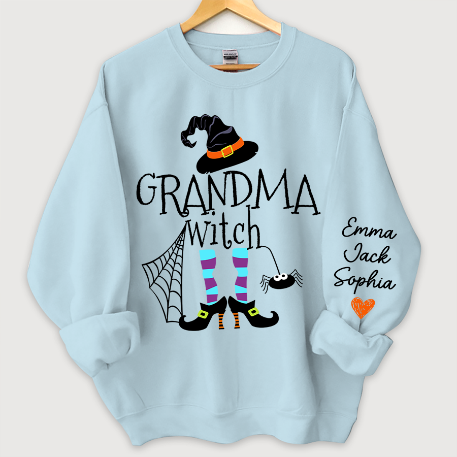 Lofaris Custom Grandma Witch Grandkids Halloween Sweatshirt