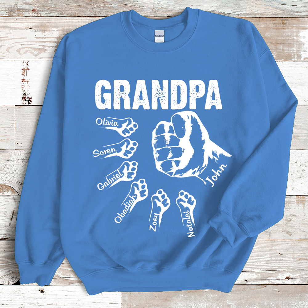 Lofaris Custom Grandpa Grandkids Hand to Hands Sweatshirt