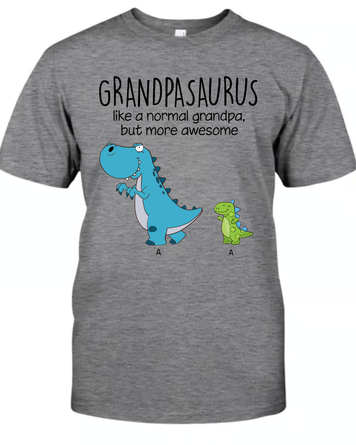 Lofaris Custom Grandpasaurus Grandkids Father’s Day T-Shirt