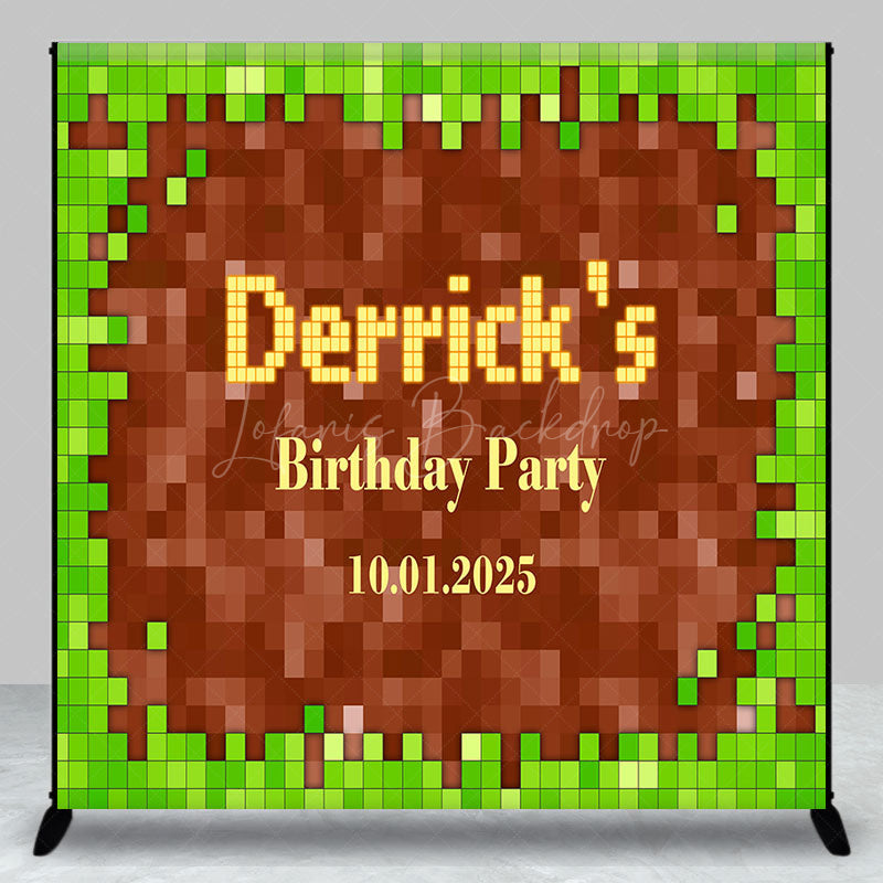 Lofaris Custom Green Brown Mosaic Game Birthday Backdrop