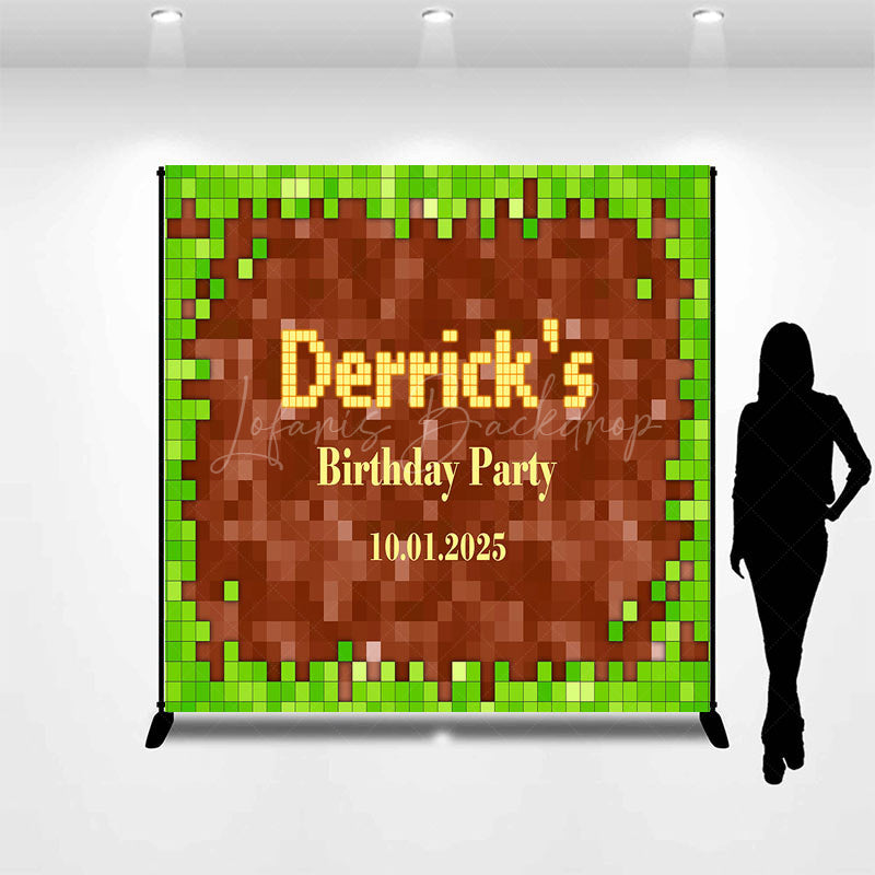 Lofaris Custom Green Brown Mosaic Game Birthday Backdrop