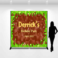 Lofaris Custom Green Brown Mosaic Game Birthday Backdrop