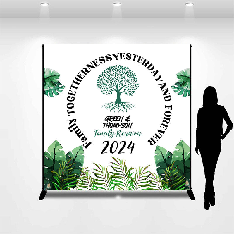 Lofaris Custom Green Monstera 2024 Family Reunion Backdrop