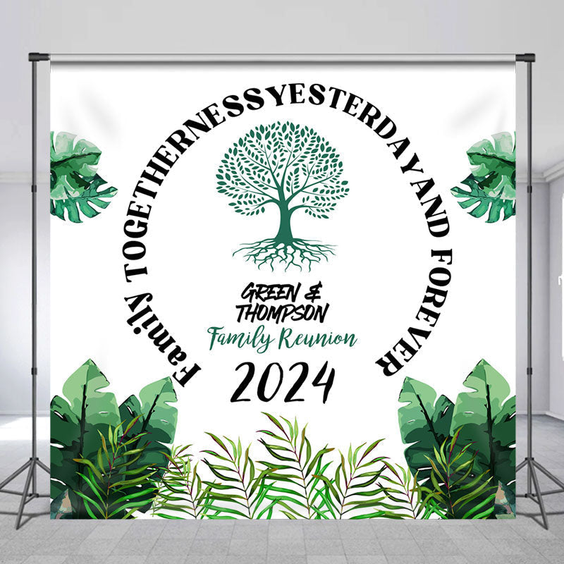 Lofaris Custom Green Monstera 2024 Family Reunion Backdrop