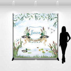 Lofaris Custom Greenery Teal Pond Spring Birthday Backdrop