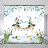 Lofaris Custom Greenery Teal Pond Spring Birthday Backdrop