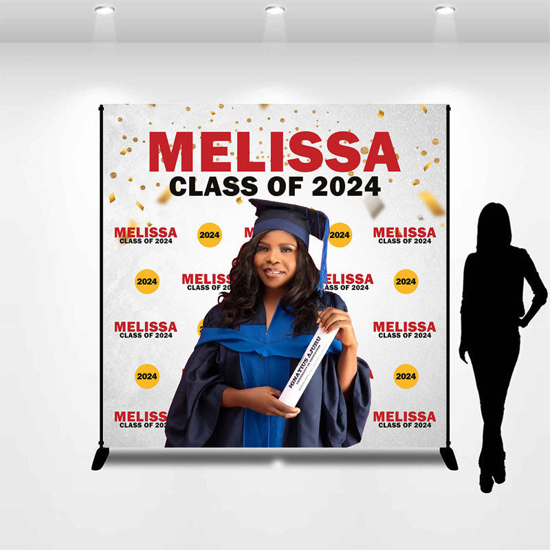 Lofaris Custom Grey Red Step And Repeat Graduation Backdrop
