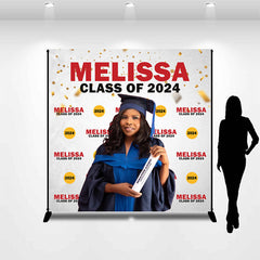 Lofaris Custom Grey Red Step And Repeat Graduation Backdrop