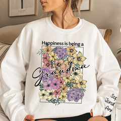 Lofaris Custom Happiness Is Being Grandma Floral Sweatshirt