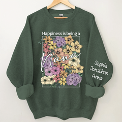 Lofaris Custom Happiness Is Being Grandma Floral Sweatshirt
