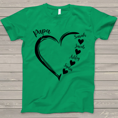 Lofaris Custom Heart Papa and Kids Fathers Day T-Shirt