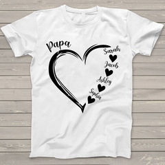 Lofaris Custom Heart Papa and Kids Fathers Day T-Shirt