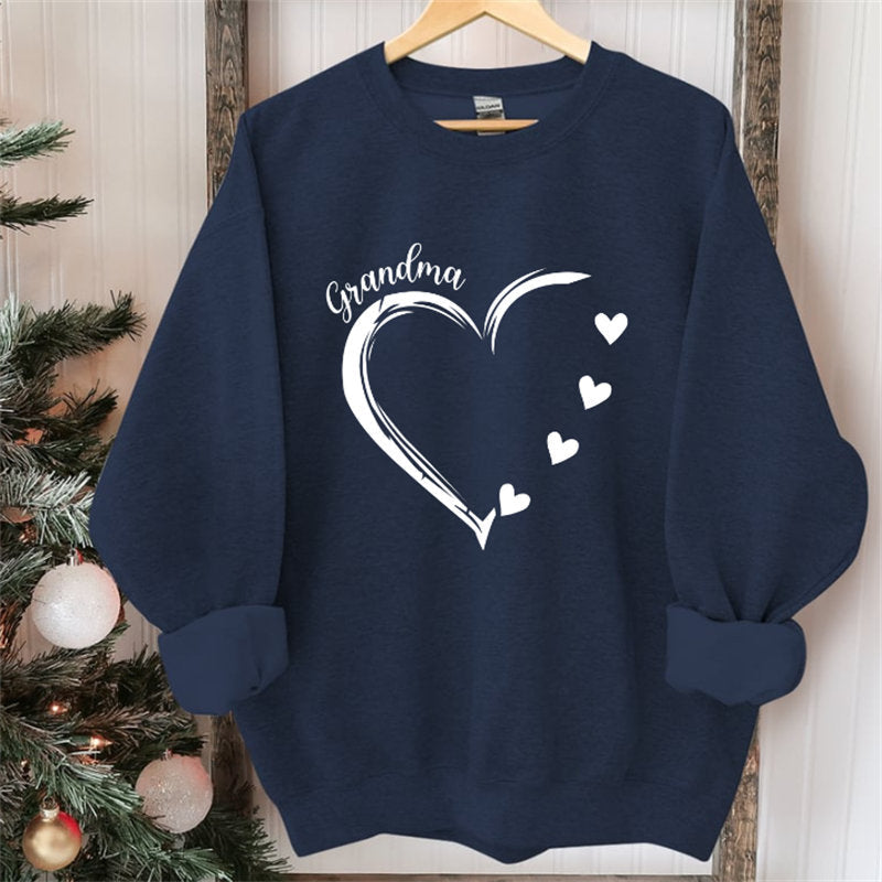 Lofaris Custom Heart Sweatshirt Grandma With Kids Name Christmas Gifts