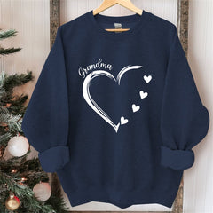 Lofaris Custom Heart Sweatshirt Grandma With Kids Name Christmas Gifts