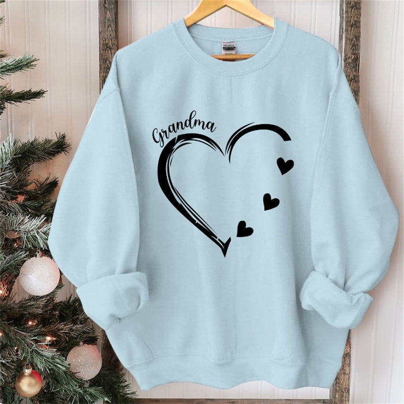 Lofaris Custom Heart Sweatshirt Grandma With Kids Name Christmas Gifts