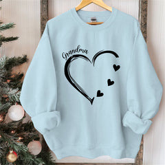 Lofaris Custom Heart Sweatshirt Grandma With Kids Name Christmas Gifts
