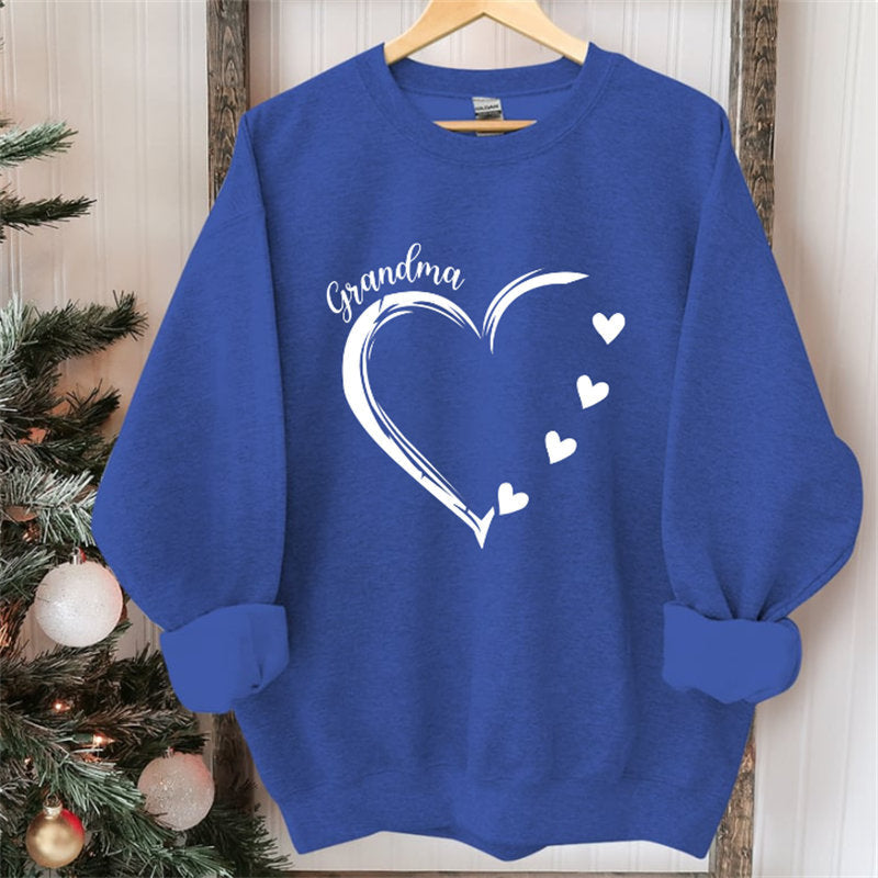 Lofaris Custom Heart Sweatshirt Grandma With Kids Name Christmas Gifts