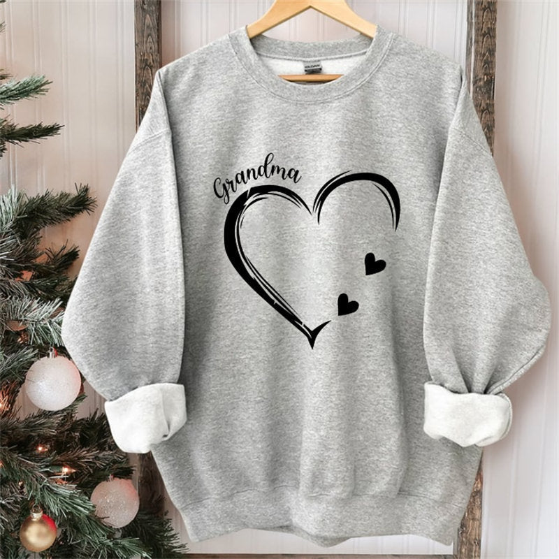 Lofaris Custom Heart Sweatshirt Grandma With Kids Name Christmas Gifts