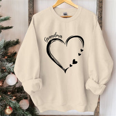 Lofaris Custom Heart Sweatshirt Grandma With Kids Name Christmas Gifts