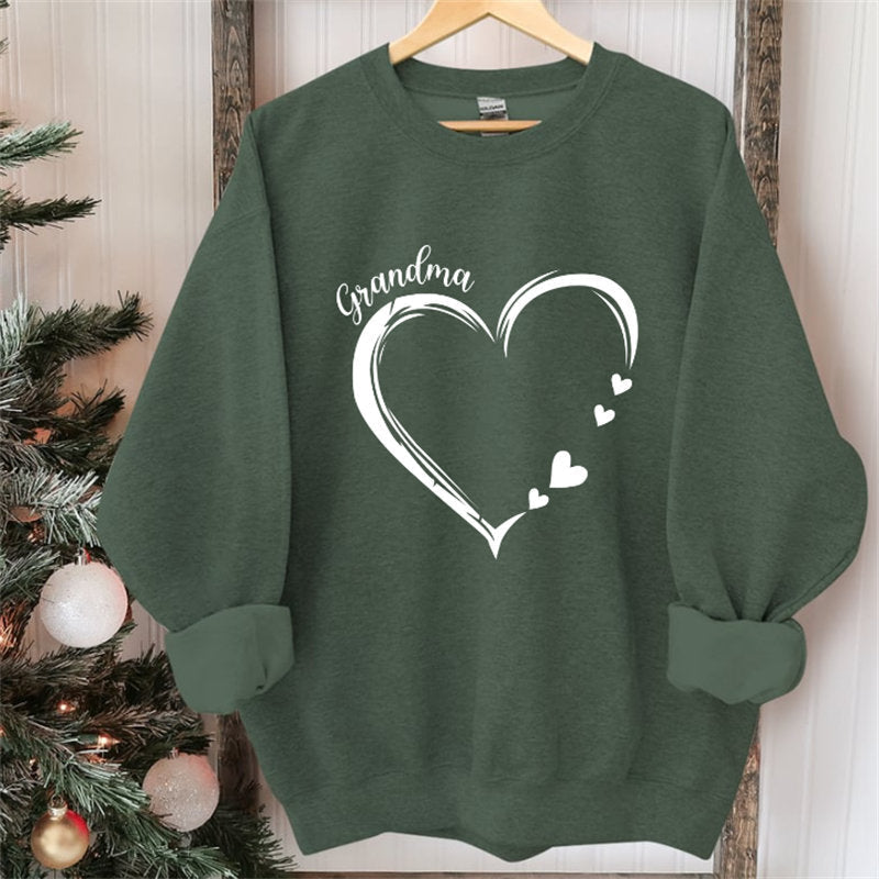 Lofaris Custom Heart Sweatshirt Grandma With Kids Name Christmas Gifts