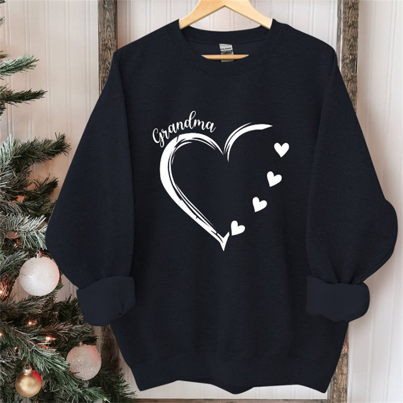 Lofaris Custom Heart Sweatshirt Grandma With Kids Name Christmas Gifts