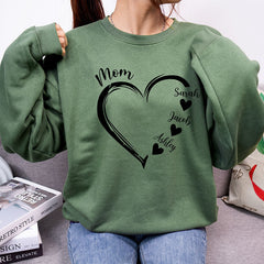 Lofaris Custom Heart Sweatshirt Grandma With Kids Name Christmas Gifts