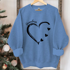 Lofaris Custom Heart Sweatshirt Grandma With Kids Name Christmas Gifts