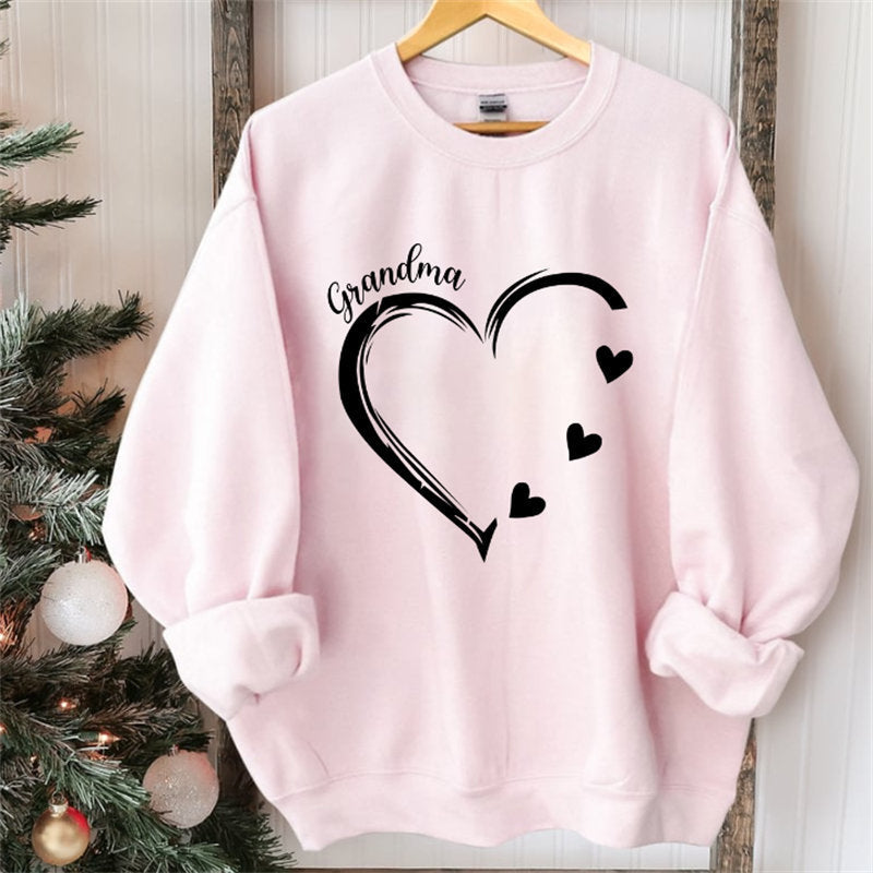 Lofaris Custom Heart Sweatshirt Grandma With Kids Name Christmas Gifts