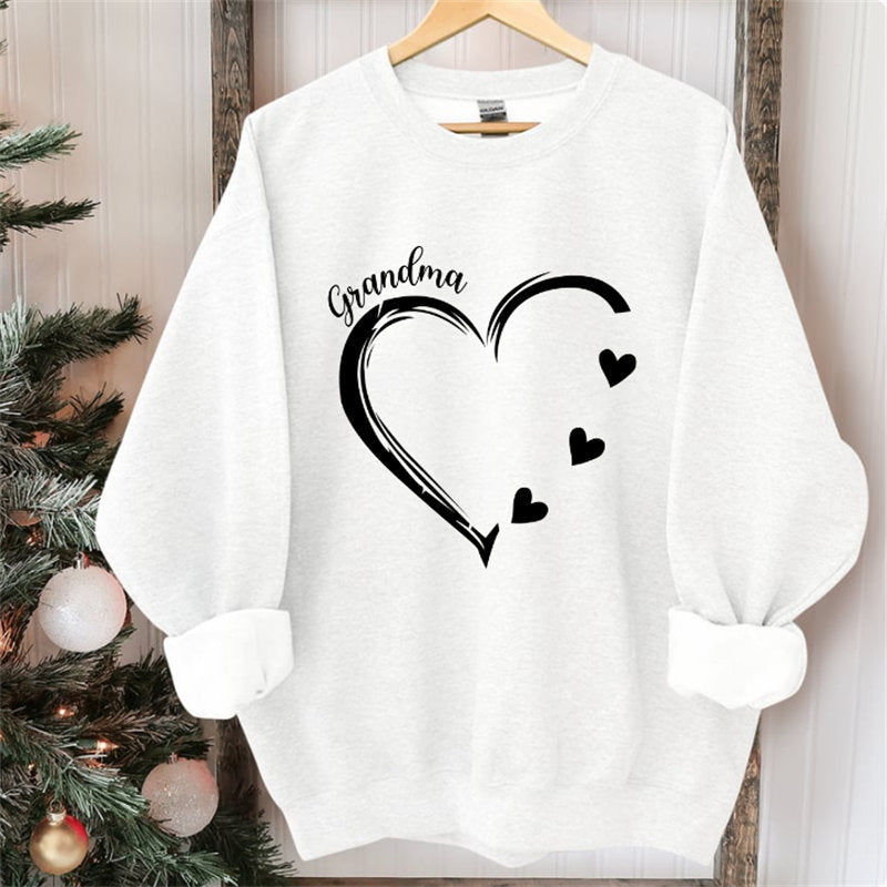 Lofaris Custom Heart Sweatshirt Grandma With Kids Name Christmas Gifts