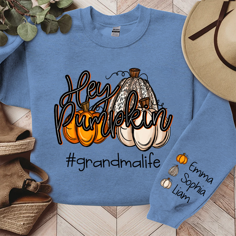 Lofaris Custom Hey Pumpkin Grandmalife Autumn Sweatshirt