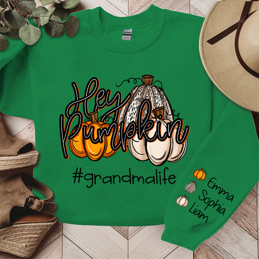 Lofaris Custom Hey Pumpkin Grandmalife Autumn Sweatshirt