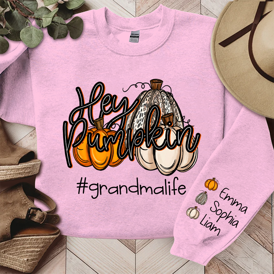 Lofaris Custom Hey Pumpkin Grandmalife Autumn Sweatshirt