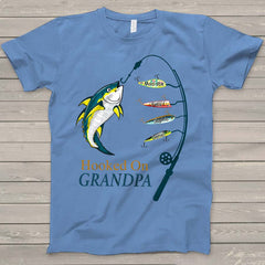 Lofaris Custom Hooked On Grandpa Kids Fathers Day T - Shirt