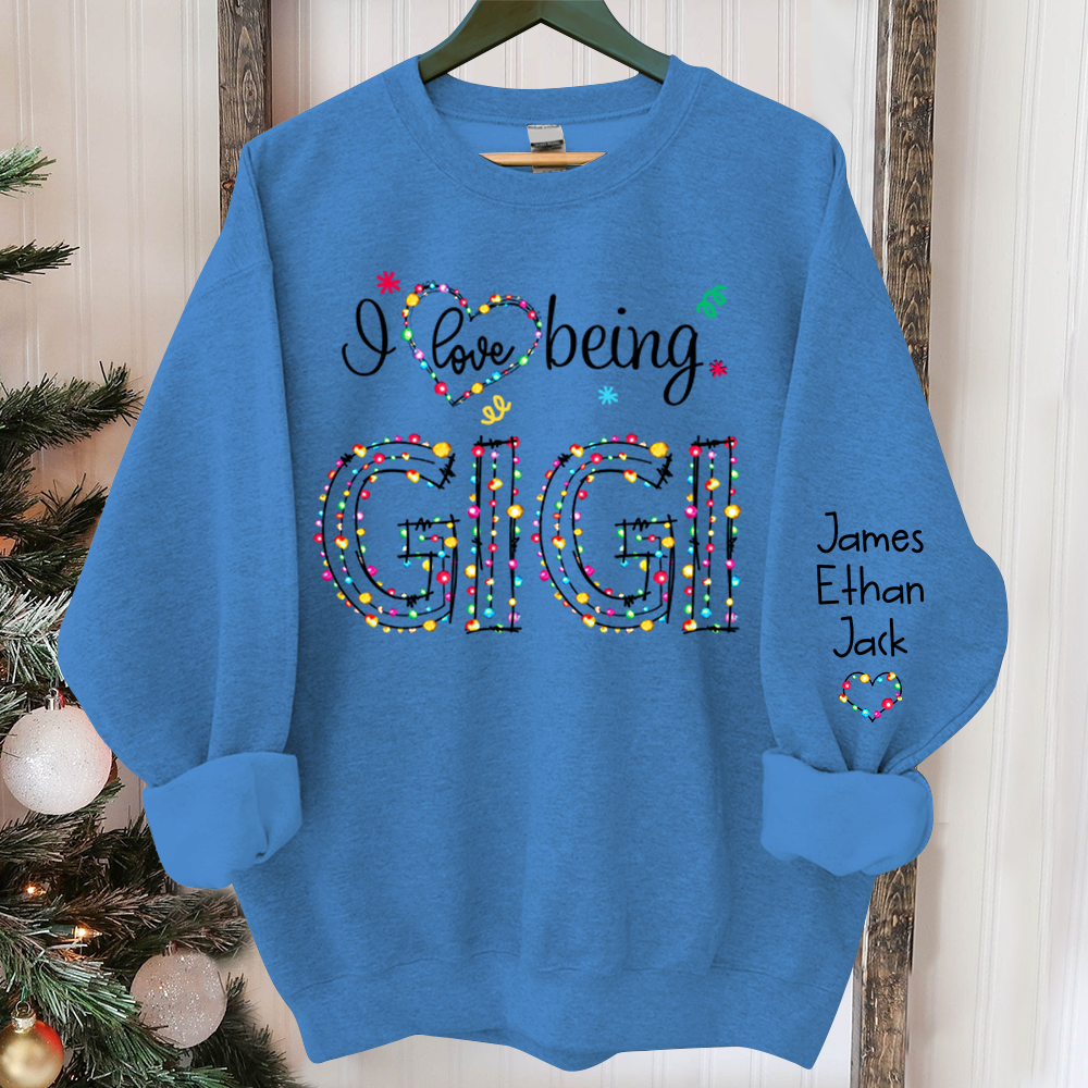 Lofaris Custom I Love Being Gigi Light Christmas Sweatshirt