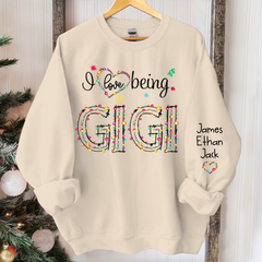 Lofaris Custom I Love Being Gigi Light Christmas Sweatshirt