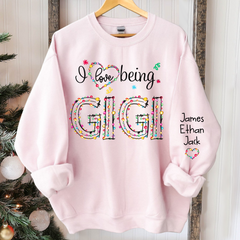 Lofaris Custom I Love Being Gigi Light Christmas Sweatshirt