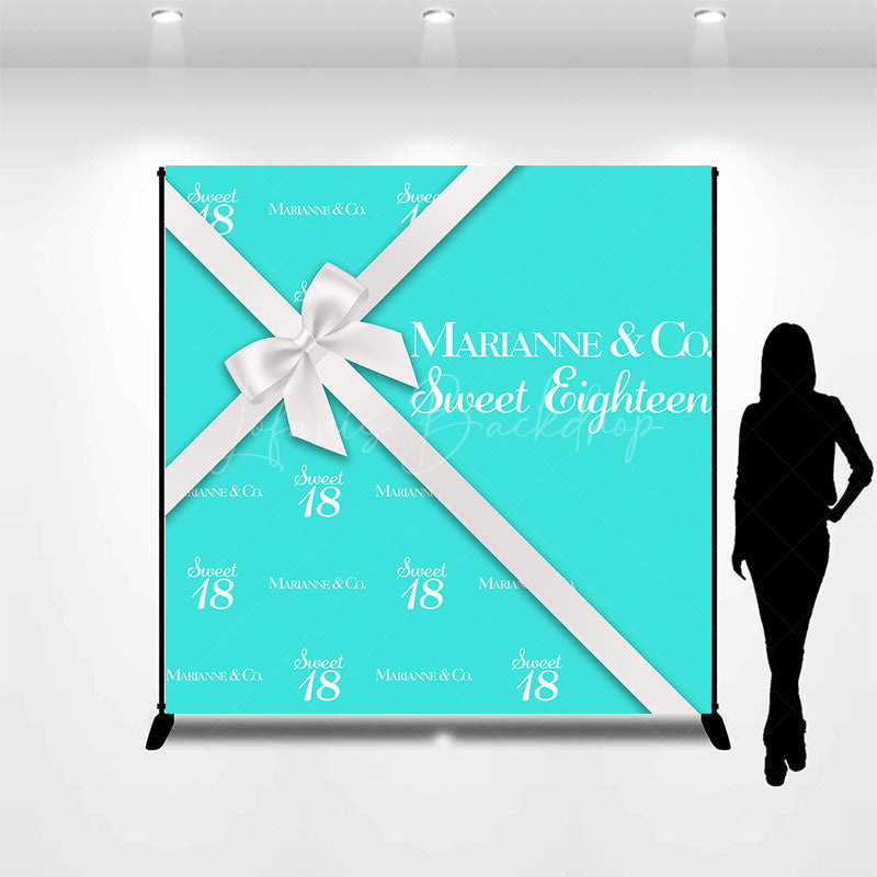 Lofaris Custom Lake Blue Gift Box Sweet 18 Birthday Backdrop