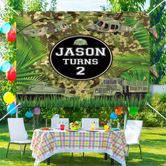 Lofaris Custom Leaf Camouflage Truck 2nd Birthday Backdrop