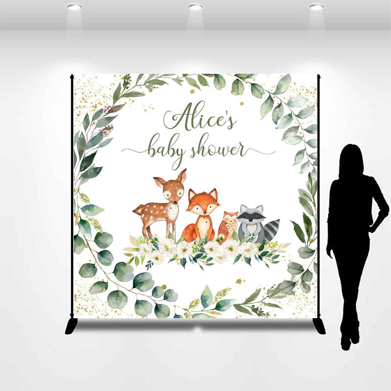 Lofaris Custom Leaves Safari Animals Baby Shower Backdrop