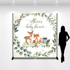 Lofaris Custom Leaves Safari Animals Baby Shower Backdrop