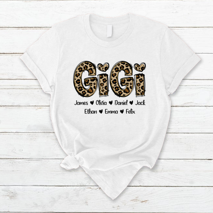 Lofaris Custom Leopard Gigi And Kids Mothers Day Gift T-Shirt