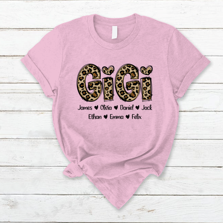 Lofaris Custom Leopard Gigi And Kids Mothers Day Gift T-Shirt
