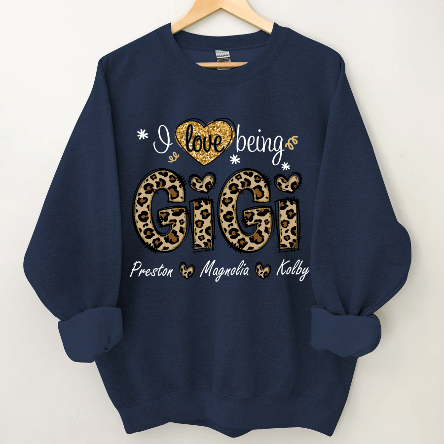 Lofaris Custom Leopard Love Being Gigi Grandkids Sweatshirt