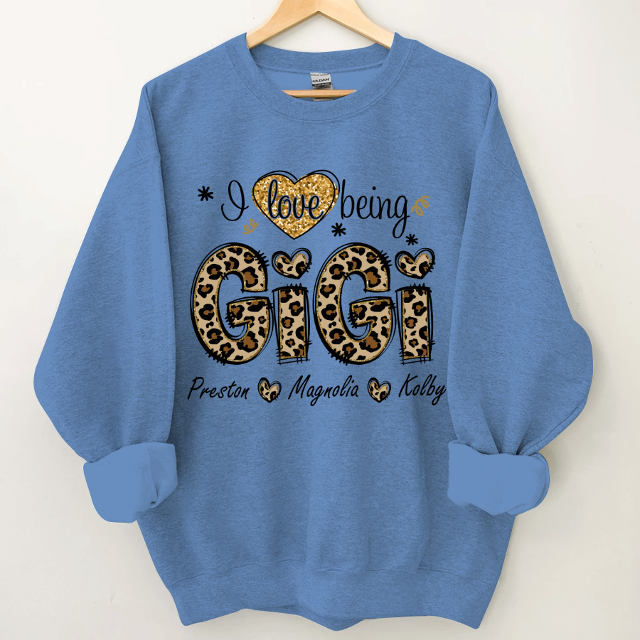 Lofaris Custom Leopard Love Being Gigi Grandkids Sweatshirt