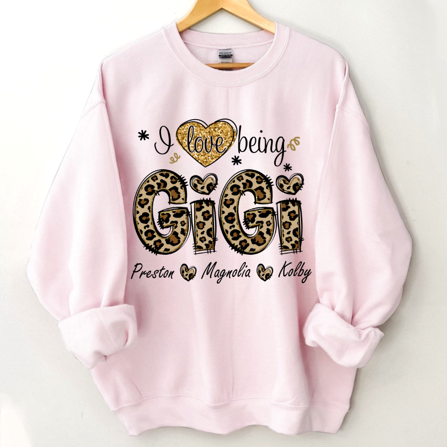 Lofaris Custom Leopard Love Being Gigi Grandkids Sweatshirt