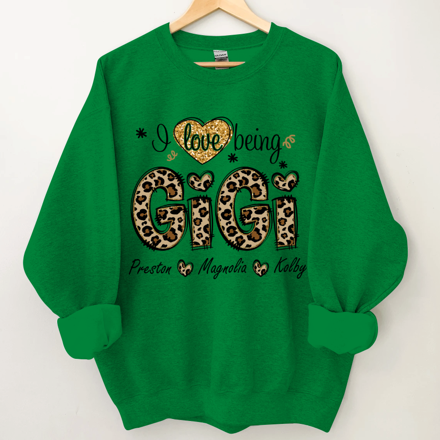 Lofaris Custom Leopard Love Being Gigi Grandkids Sweatshirt