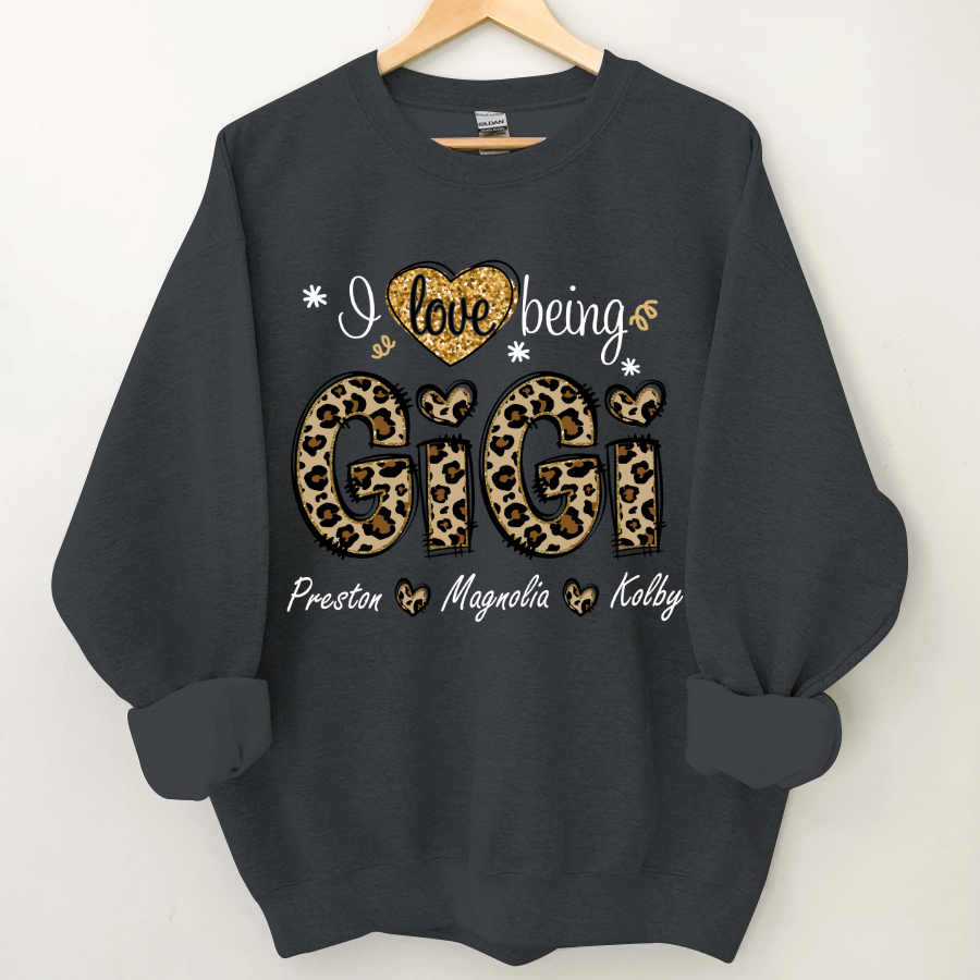 Lofaris Custom Leopard Love Being Gigi Grandkids Sweatshirt