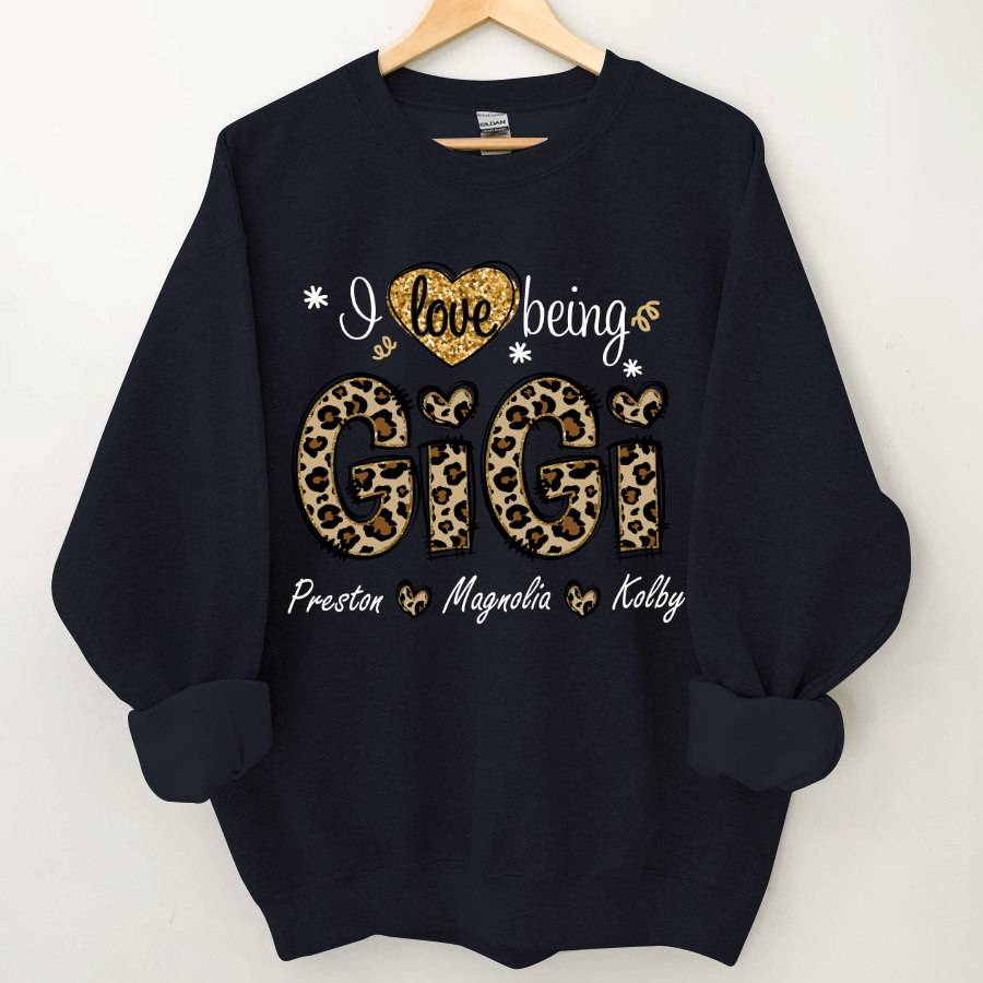 Lofaris Custom Leopard Love Being Gigi Grandkids Sweatshirt