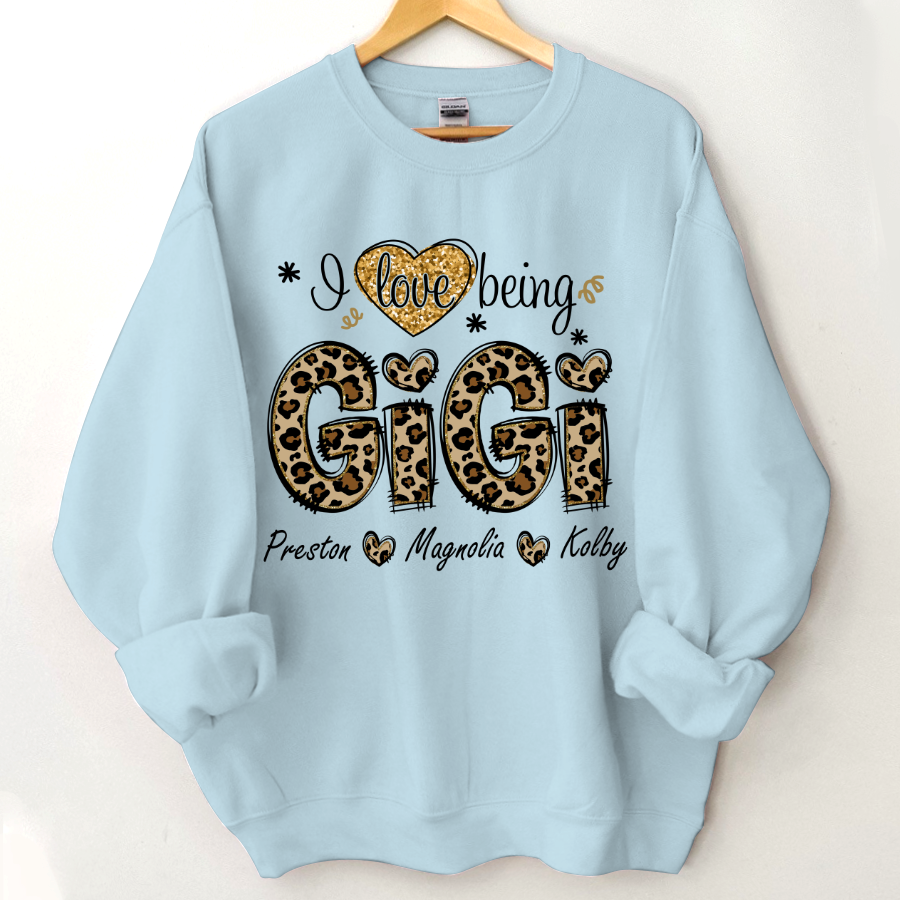 Lofaris Custom Leopard Love Being Gigi Grandkids Sweatshirt