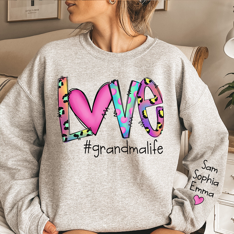 Lofaris Custom Leopard Love Grandma Life Name Sweatshirt